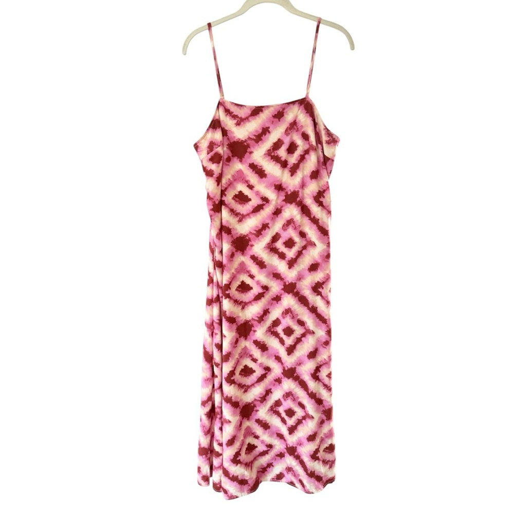 Japna Tie-Dye Sundress Midi Maxi Dress Size Large Pink Red Boho Casual